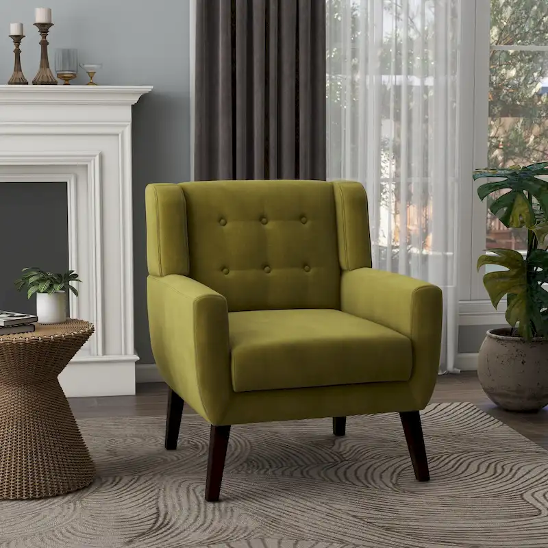 Velvet Upholstered Armchair Tufted Accent Chair