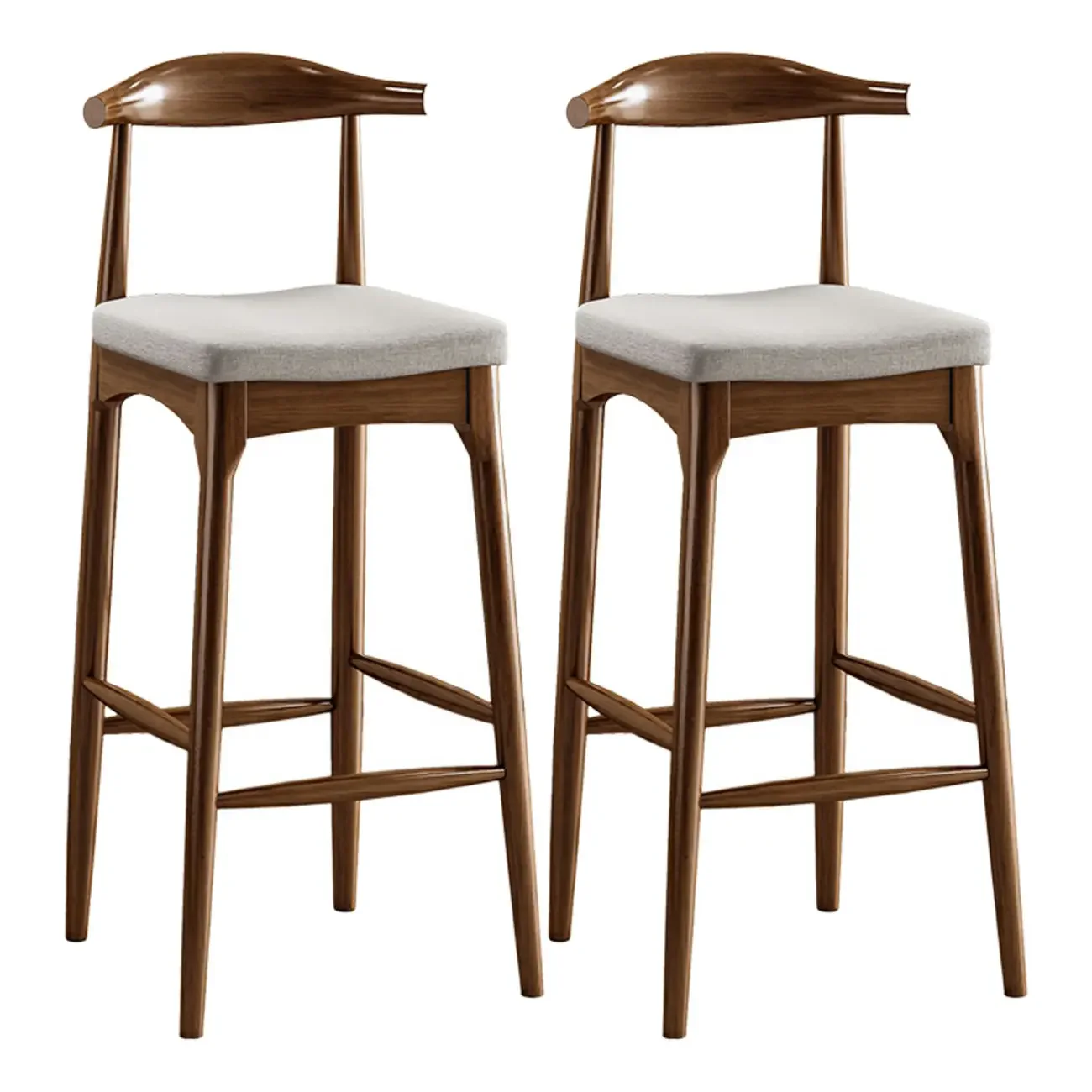 Modern Pine Wood Bar Set with Upholstered Chairs