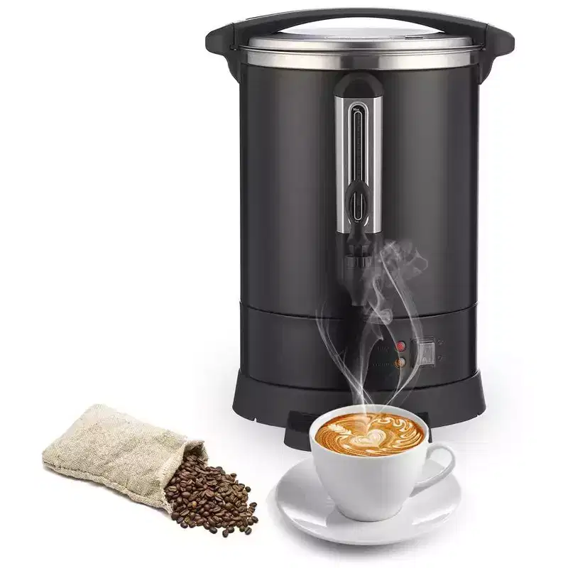 Dual Layers Stainless Steel Commercial Coffee Maker 18L/4.8 Gal Large Coffee Dispenser Electric Hot Beverage Dispenser for Catering, Events, Black