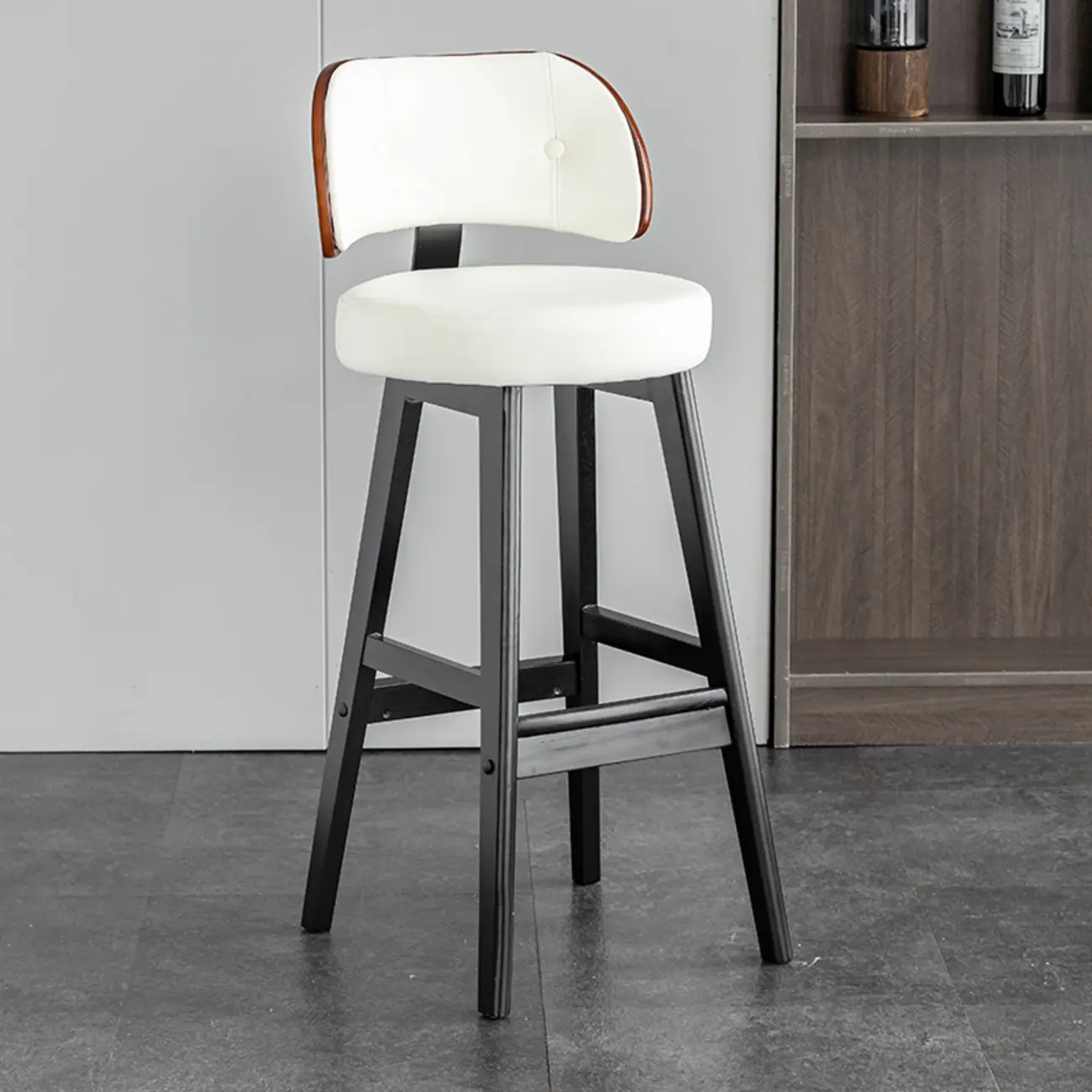 Modern Wood Upholstered Bar Stools with Back