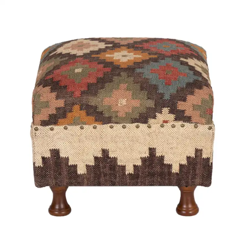 HERAT ORIENTAL Handmade Upholstered Ottoman Stool