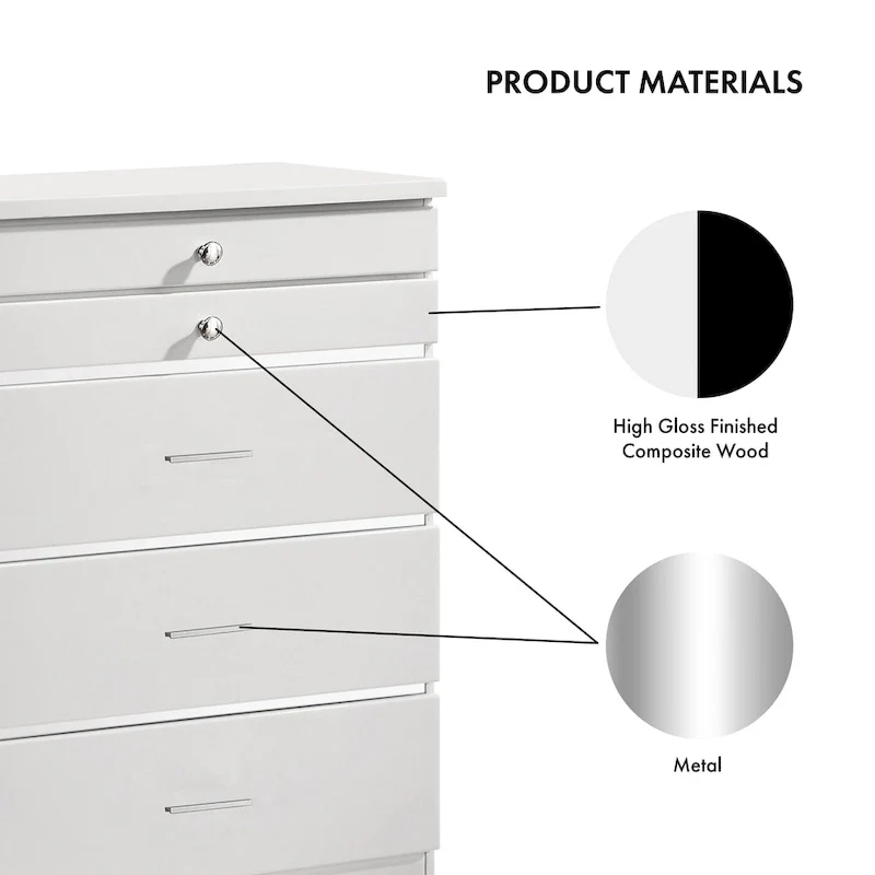 Mary Glam 5-Drawer Jewelry Armoire with Felt by