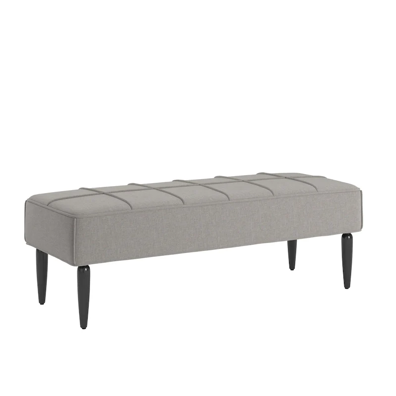 Linen Upholstered Bench with Black Tapered Legs