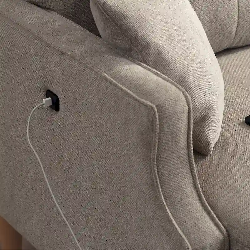 Loveseat With Waterproof Fabric, USB Charge