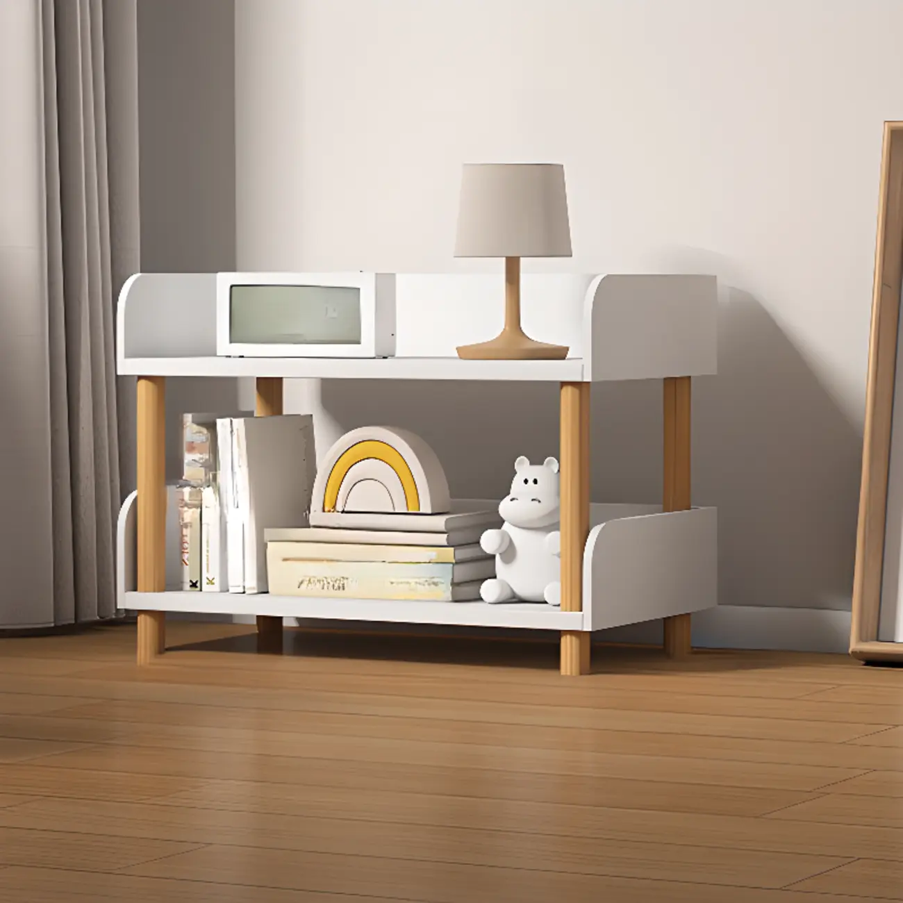 Vertical Natural Multi-Shelf Open Back Wood Bookcase