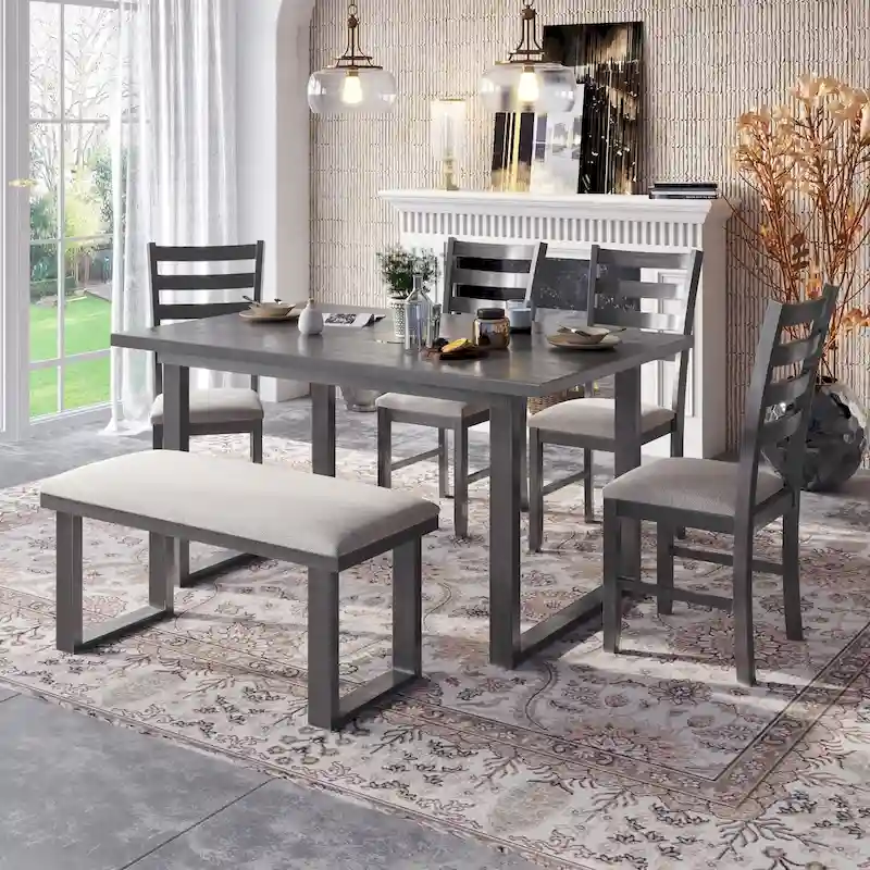6-Pieces Solid Wood Dining Room Set