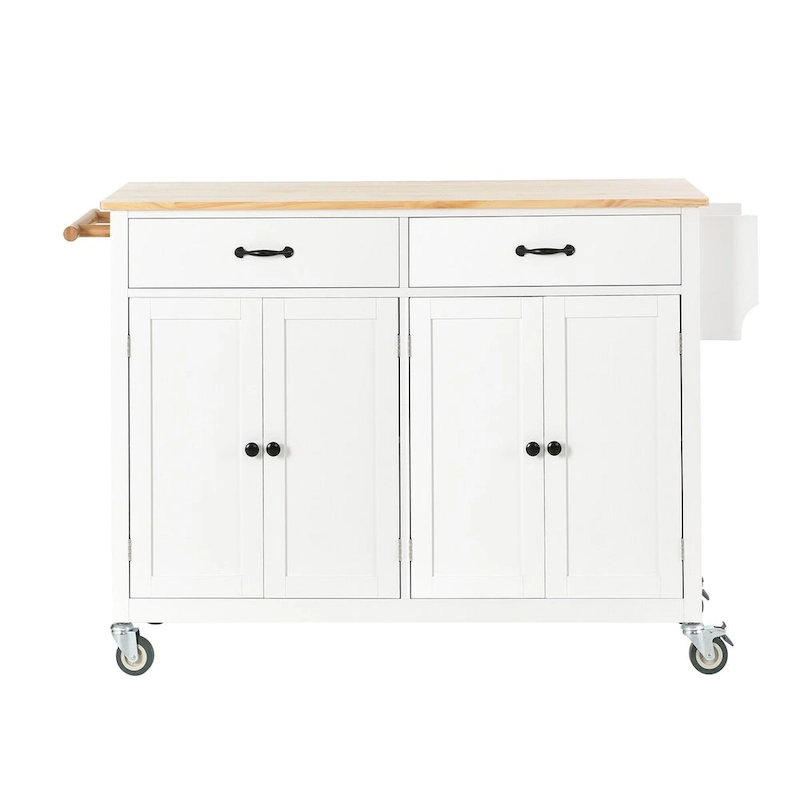 Kitchen Island Cart with Solid Wood Top