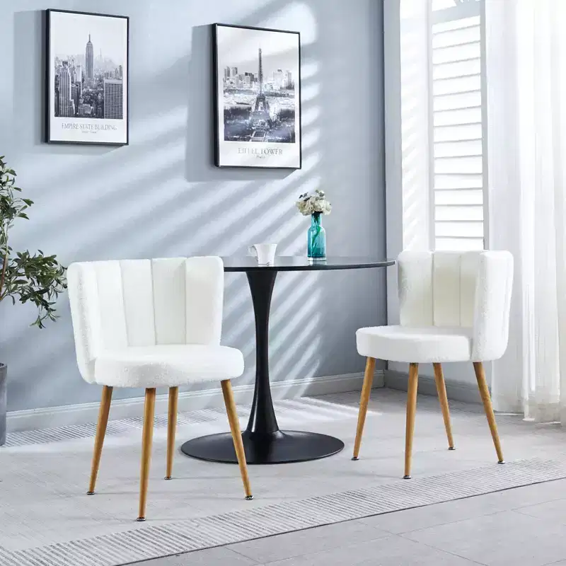 Set of 2 Modern Dining Chairs with Ergonomic Seat Design, Short Hair Cushions, and Comfortable Backrest