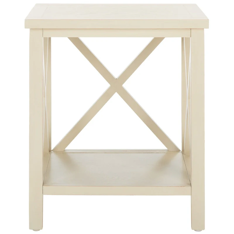 SAFAVIEH Yasumi White Cross Back End Table - 18.1 x 13.4 x 21.5 - 18Wx13Dx22H