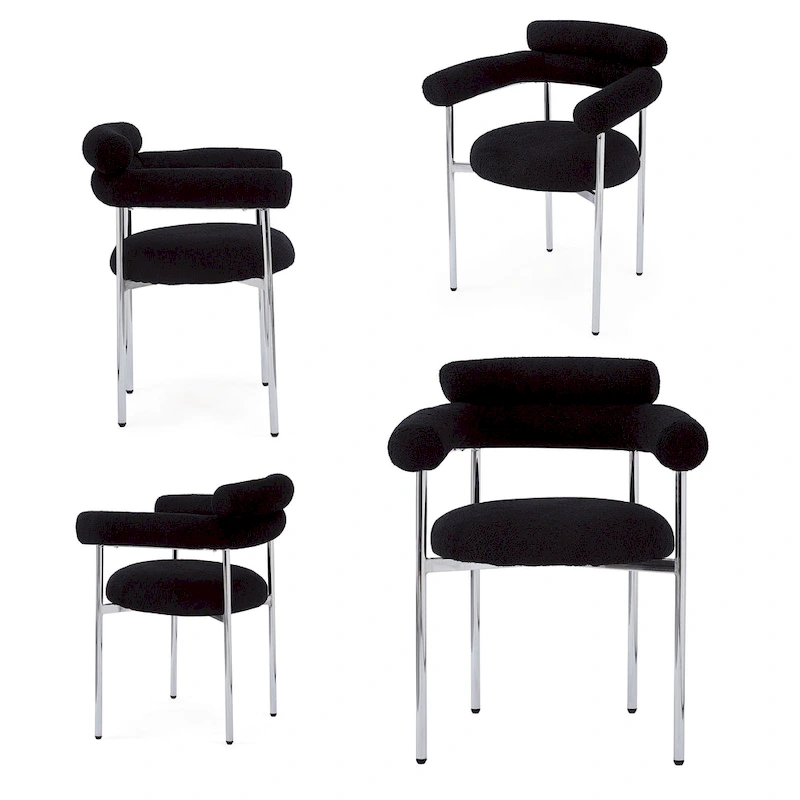 Naci Modern Fabric Arm Dining Chairs with Metal legs by Christopher Knight Home