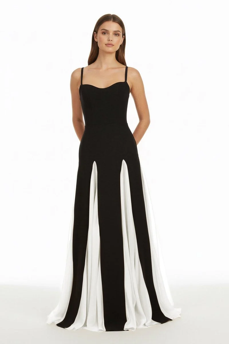 White - Spaghetti Straps Sleeveless A Line Satin Long Prom Dresses