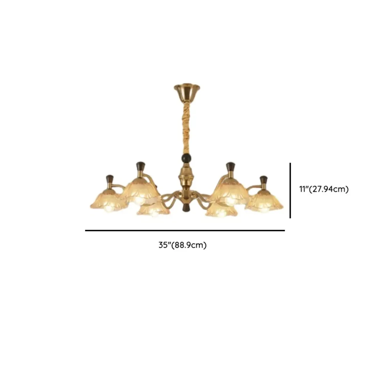 Modern Adjustable Gold Flower Glass Chandelier 6/8 Lights