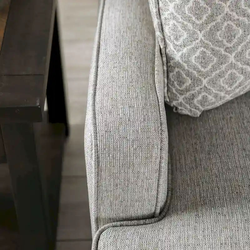 Transitional Grey Fabric Sofa with Accent Pillows