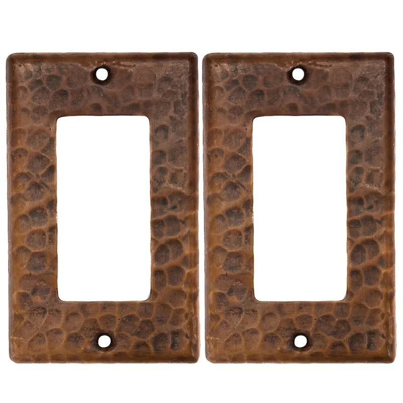 Premier Copper Products Copper Single Ground Fault/Rocker GFI Switchplate Cover - Quantity 2 (SR1_PKG2) - Brown