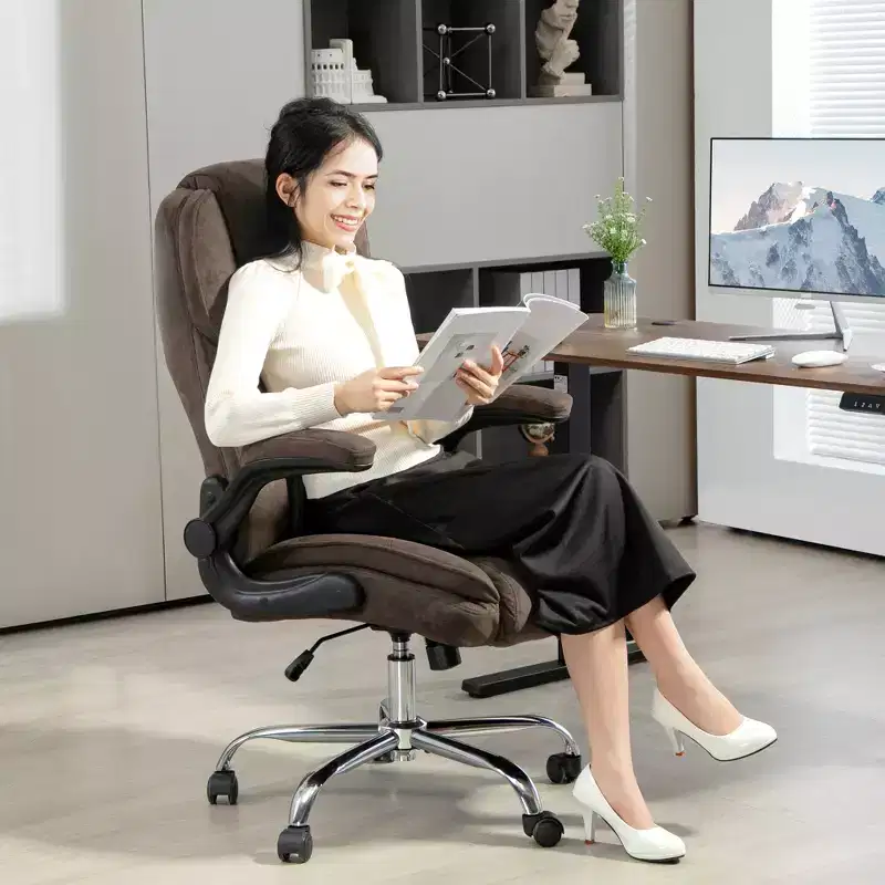 Executive Office Chair, Desk Chair with Flip-up Armrest, Diamond Fabric Computer Chair for Home Office