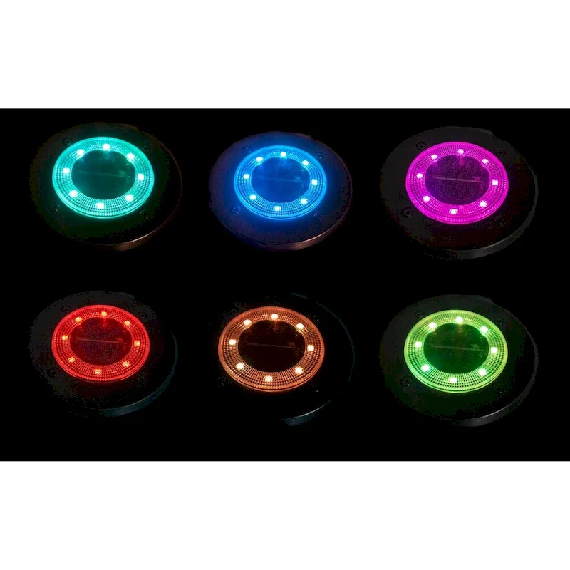 Solar Powered Disc COLOR Changing 8 LED Disk Light Diffusing Lens Path Ground Lights - 7 Color Changing - 4 Pack - N/A