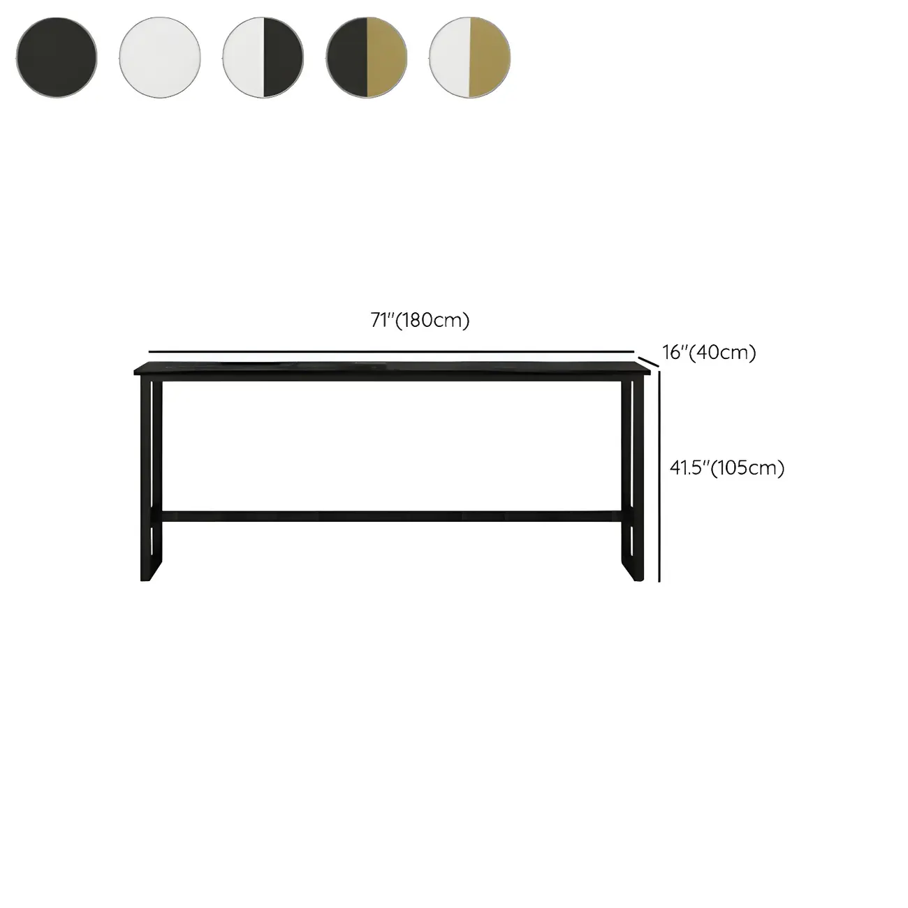 Rectangular Tall Wood Metal Base Bar Table Black