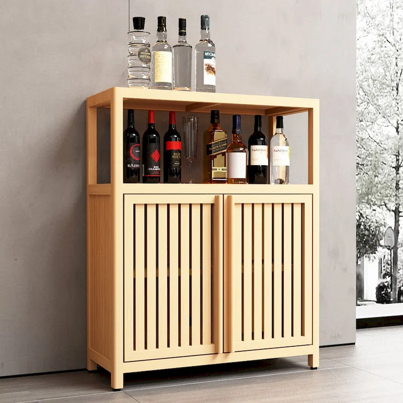 32 Tall Wood 2-door Bathroom Cabinet in Neutral with Interior Shelf