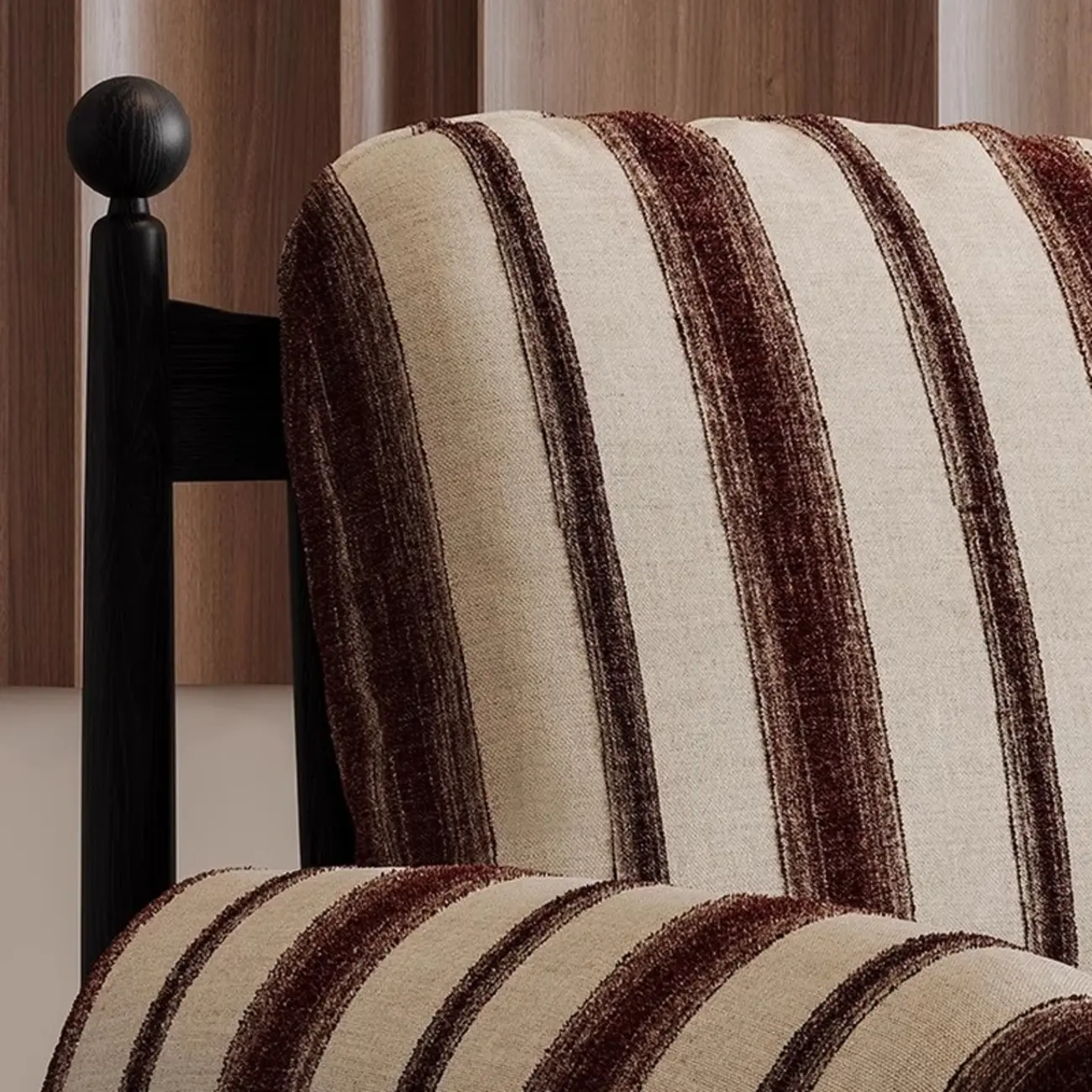 Modern Striped Accent Chair with Removable Cushion