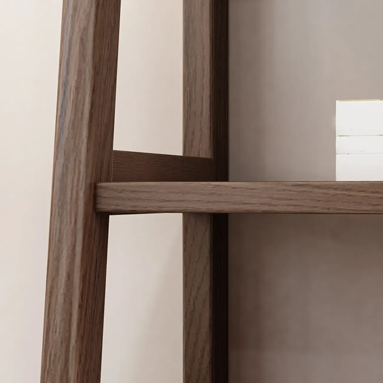 5-Tier Walnut Wooden Open Ladder Bookshelf