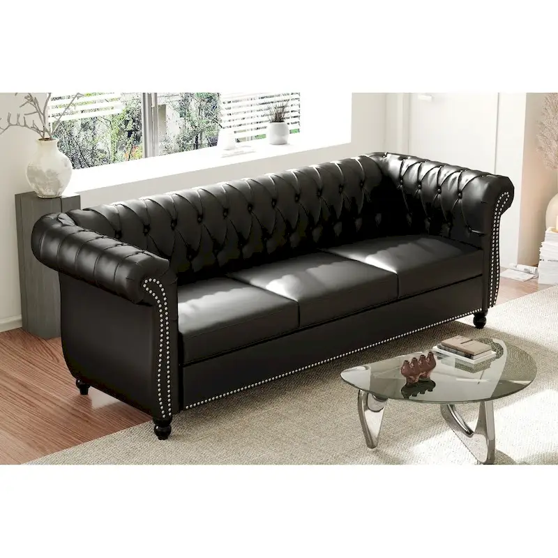 Naro Mid-Century 84 Modern 3 Seater Chesterfield Sofa Couches by Christopher Knight Home