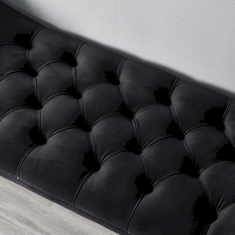 Upholstered Footrest Stool Rectangular Velvet fabric Accent Bench - 50.00L * 18.50W * 24.50H