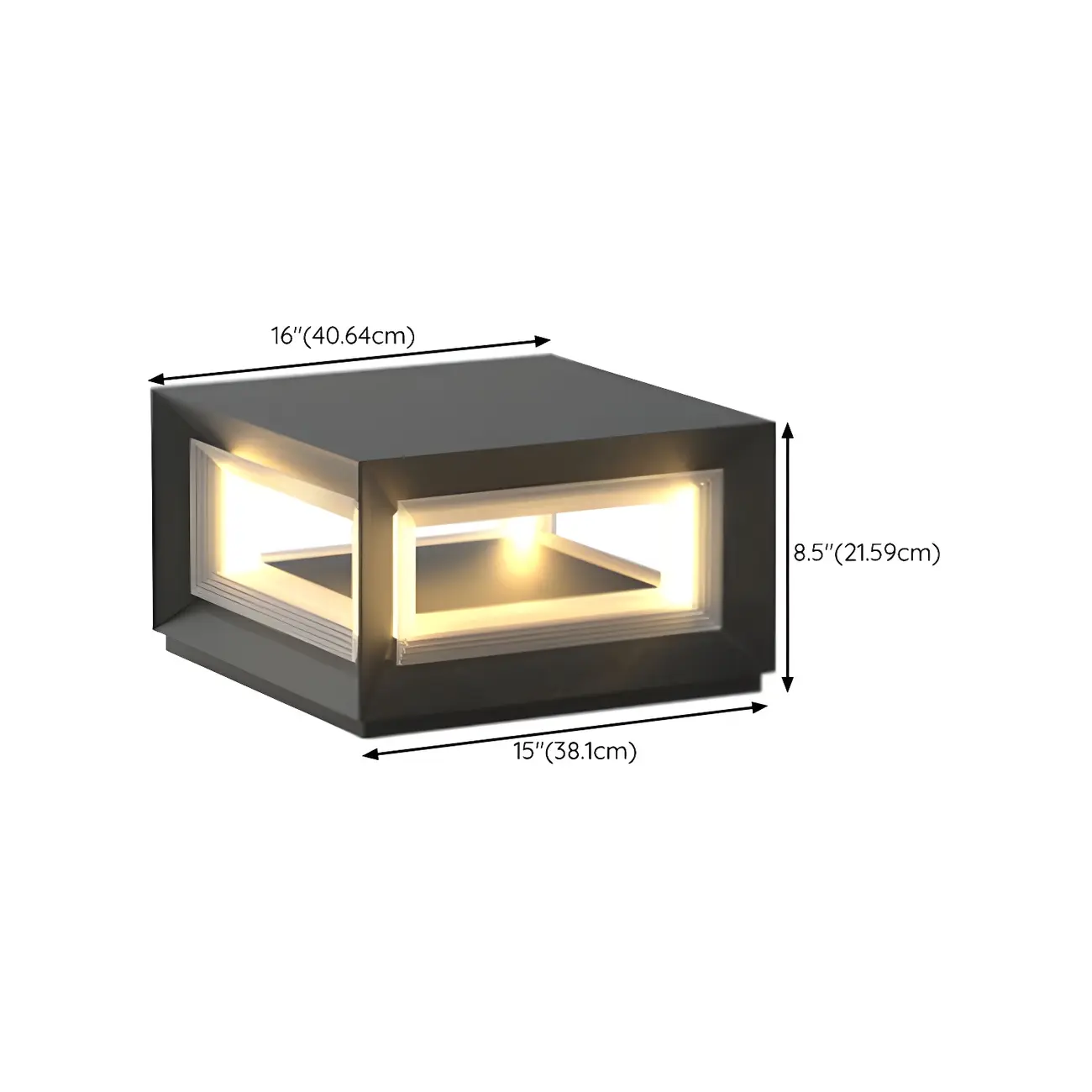 Modern Metal Black Geometric LED Post Cap Light