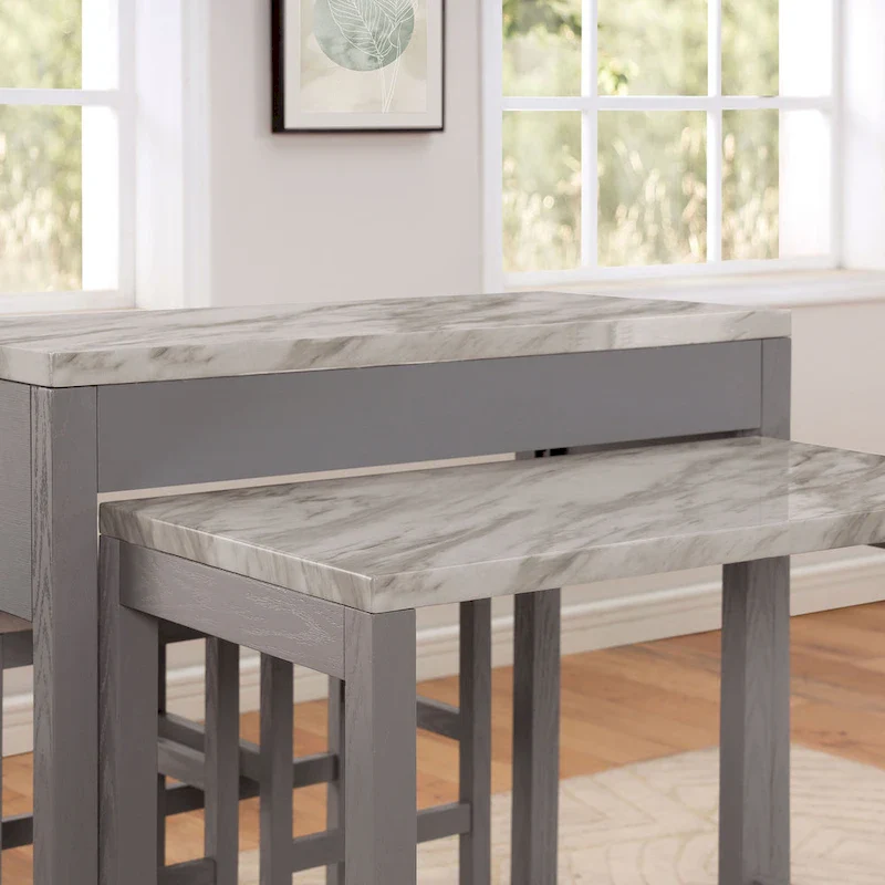 Furniture of America Delware Farmhouse Grey 39-inch Wood Counter Height Dining Table