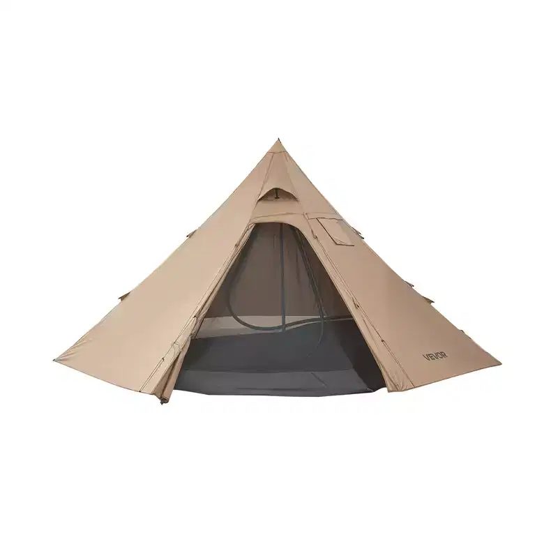 VEVOR Hot Tent for 4 Persons, Camping Tipi Hot Tents with Stove Jack & Inner Tent, Portable Winter Camping Tents with Snow Skirt, 4 Season, Brown