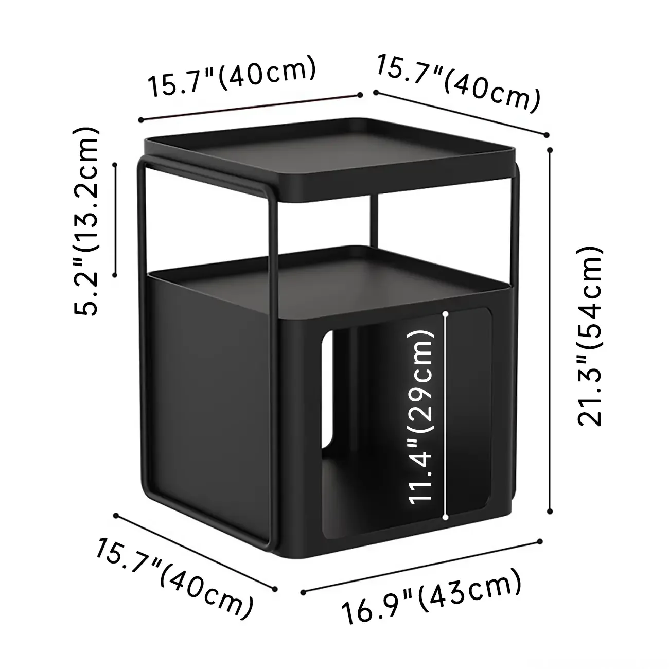 Modern Metal Storage Nightstand with Open Shelf