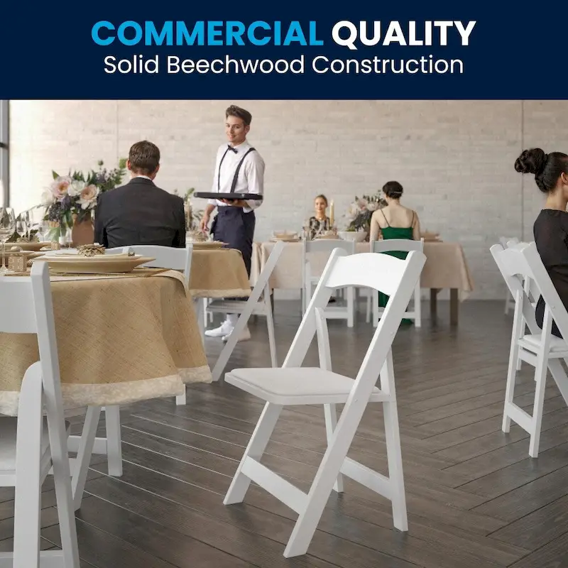 Wood Folding Chair with Vinyl Padded Seat (Set of 2)