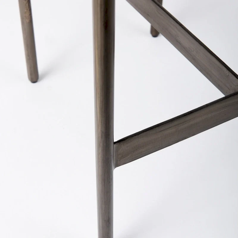 Millie Black Genuine Leather Seat with Nickel Metal Frame Counter Stool