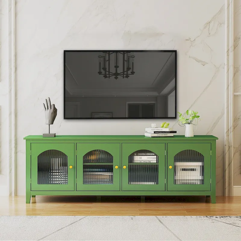 Antique Green / Antique Blue / Antique White Modern MDF & Glass Door TV Stand - For TVs up to 70