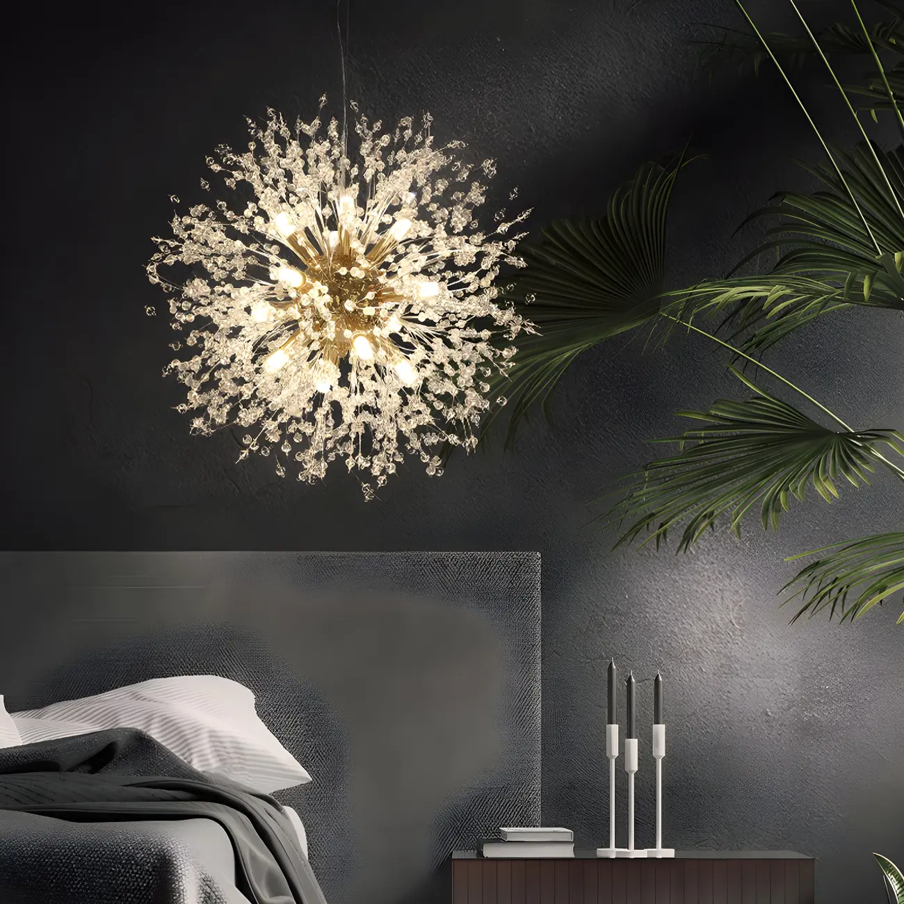 Adjustable Modern Gold Crystal Explosion Sputnik Chandelier
