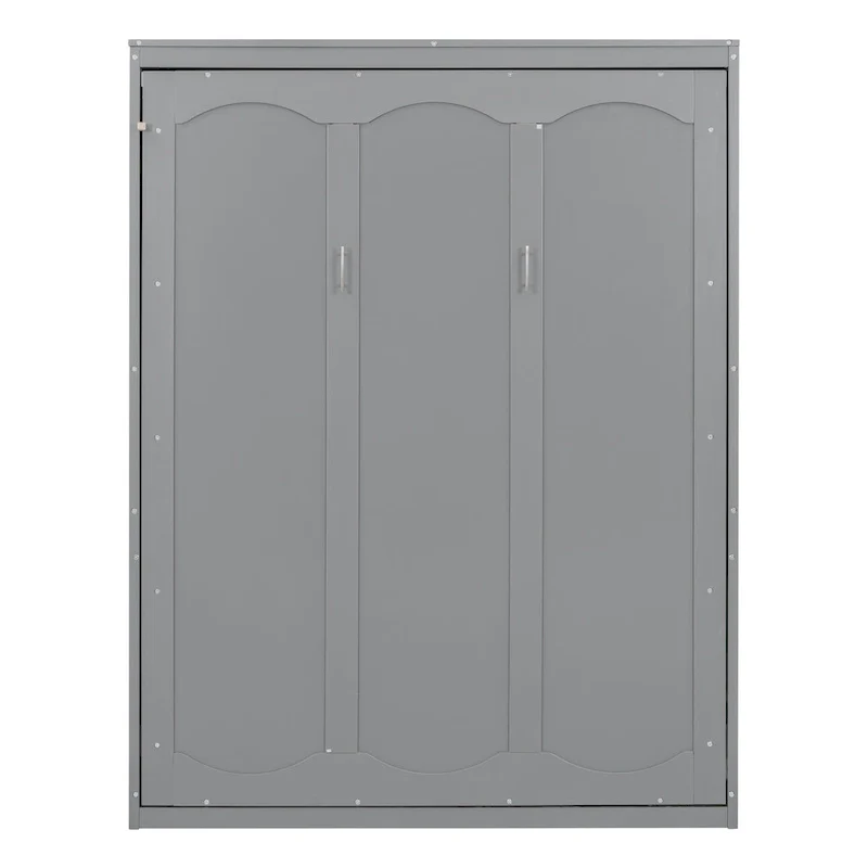 Queen Size Murphy Bed Wall Bed with Shelves,Gray