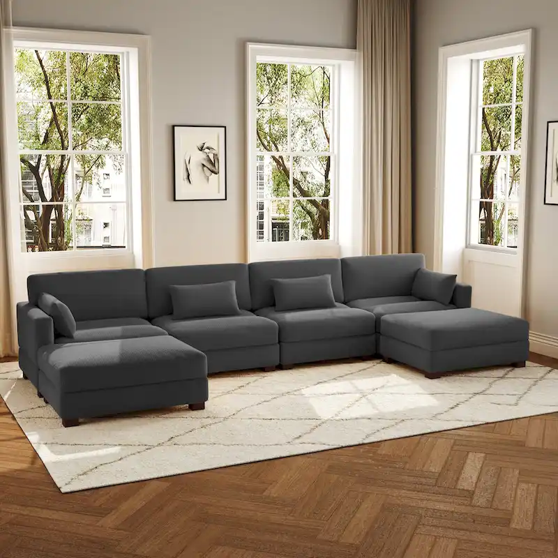 U Shaped Couch Sectional Sofa with Ottoman