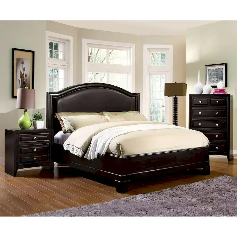 Furniture of America Pigh Traditional Espresso Padded Platform Bed