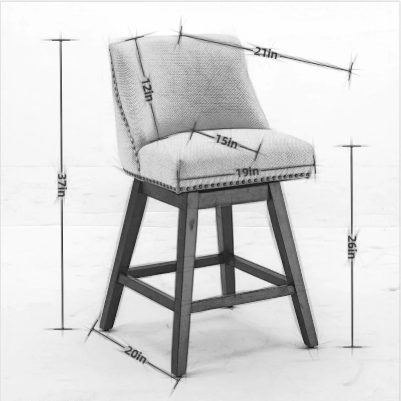 Counter Height Swivel Barstools, 26 H Seat Height Upholstered Bar Stools Set of 2, Fabric