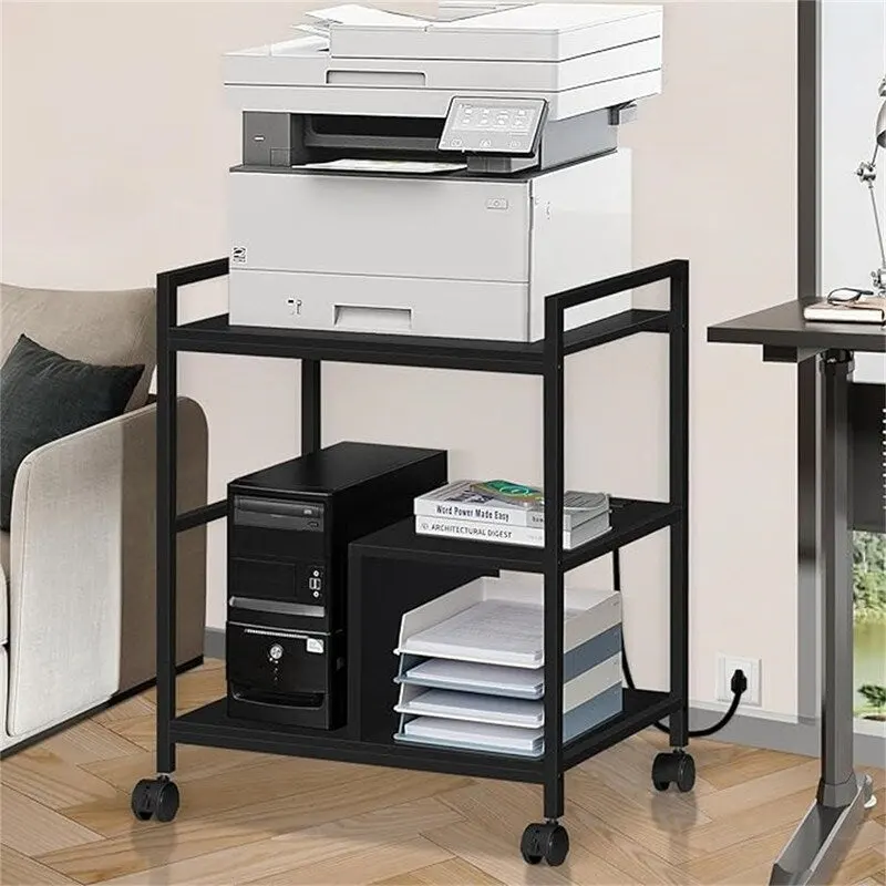 Printer Stand with Charging Station and USB Ports Large 3-Tier - 24D x 18.62W x 30.86H