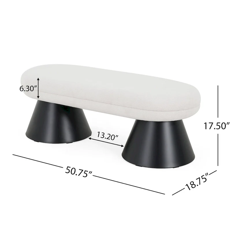 Nathan Upholstered Entryway Ottoman with Black Iron Legs