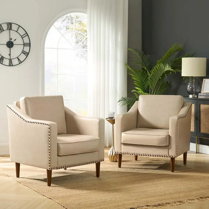 Duarte Transitional Armchair with Sloped Arms Set of 2