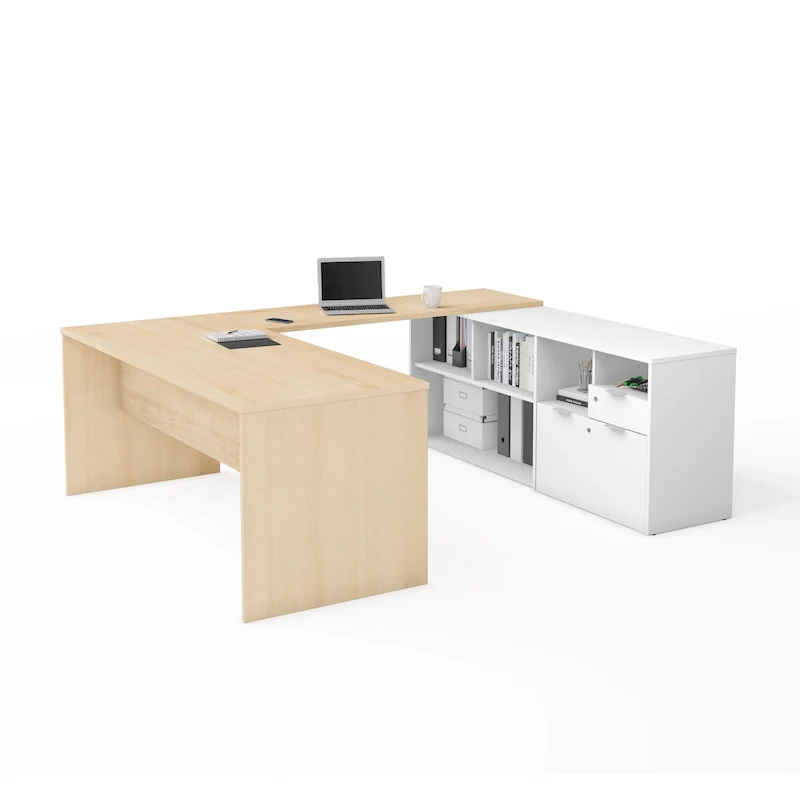 Bestar i3 Plus U-Desk with Two Drawers