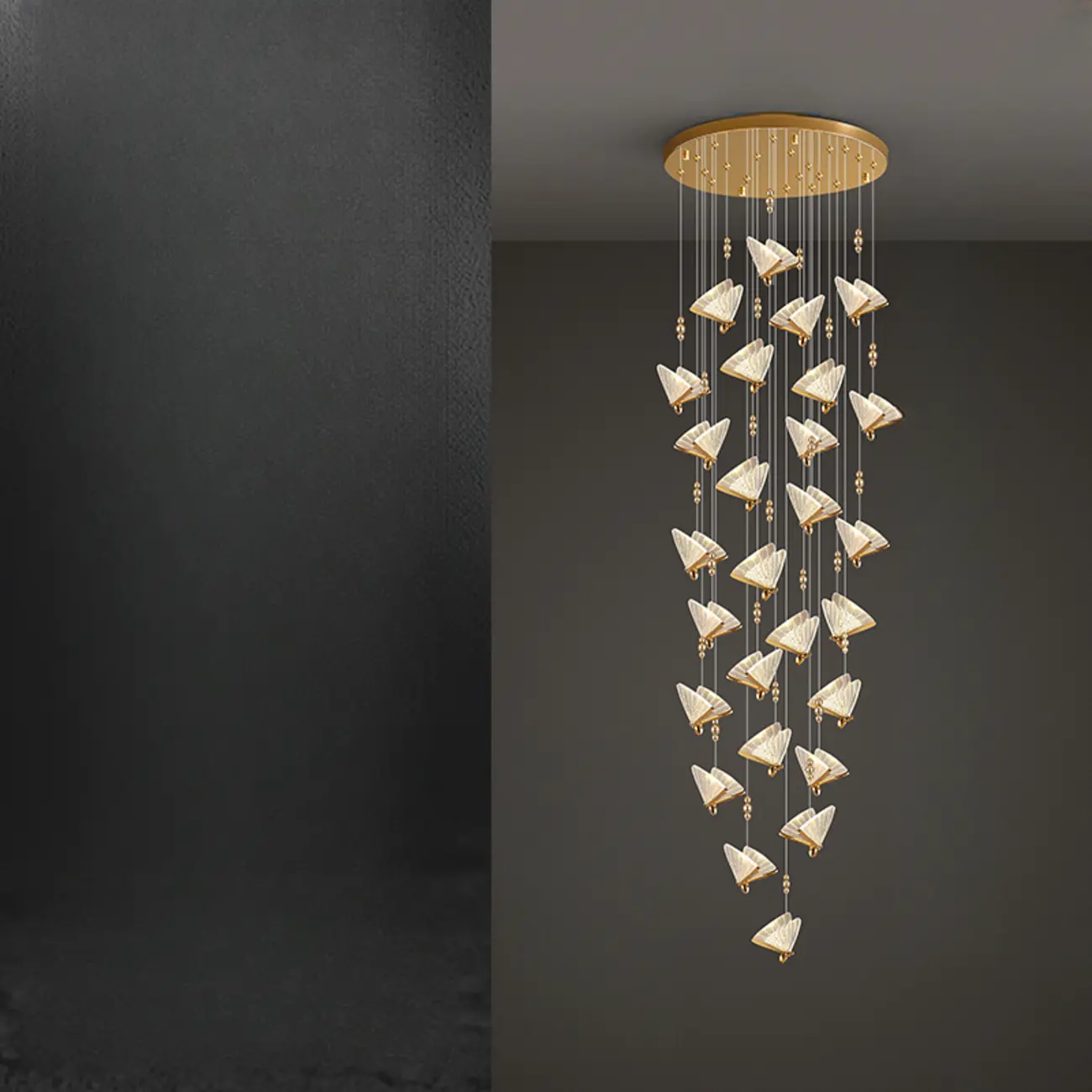 Modern Crystal Linear Butterfly Chandelier Light with Remote