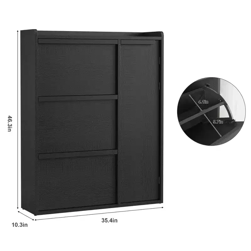 Garvee Shoe Cabinet with 3 Flip Drawers with Doors, Hidden Shoe Cabinet with Adjustable Shelf, Wood Shoe Cabinet for Hallway, Living Room