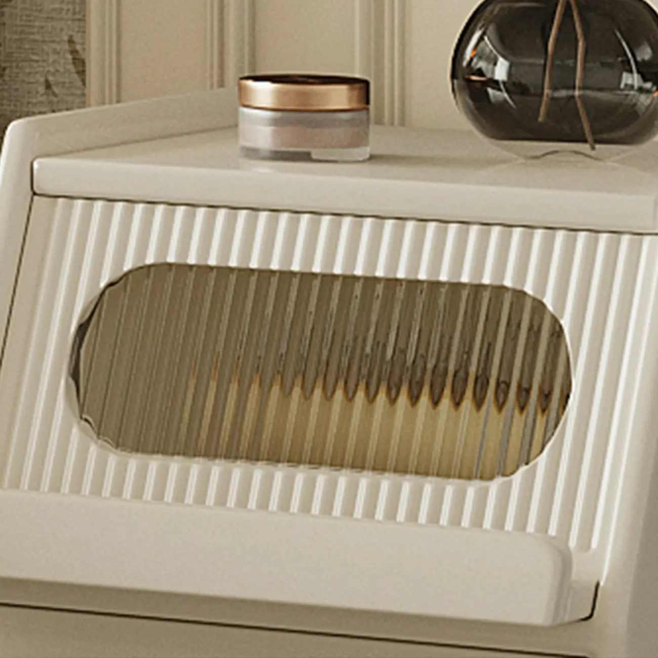 White Rubberwood 2 Drawers Narrow Nightstand with Legs