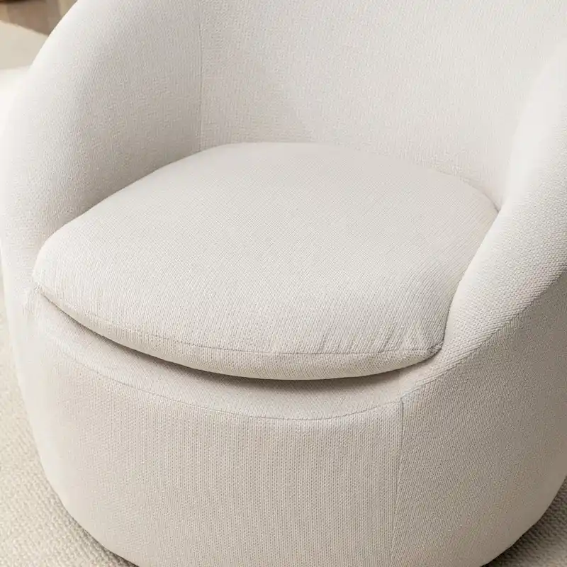 Swivel Barrel Chair - 360° Rotation - Boucle Fabric