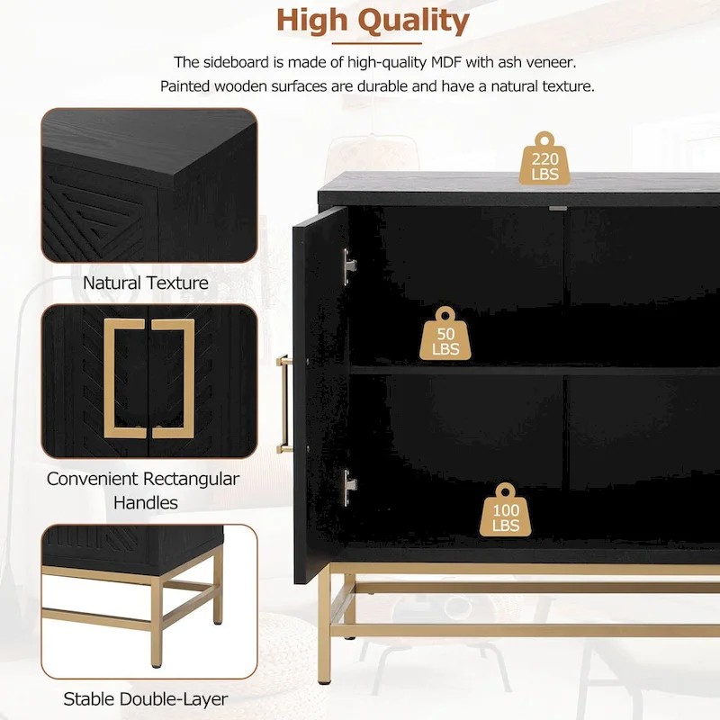Retro Style Sideboard with Adjustable Shelves
