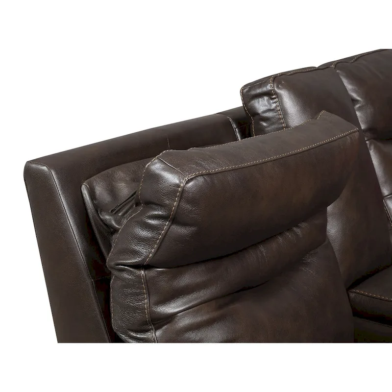 Top Grain Leather Power Reclining Sofa – Brown / Red, 3-Seat