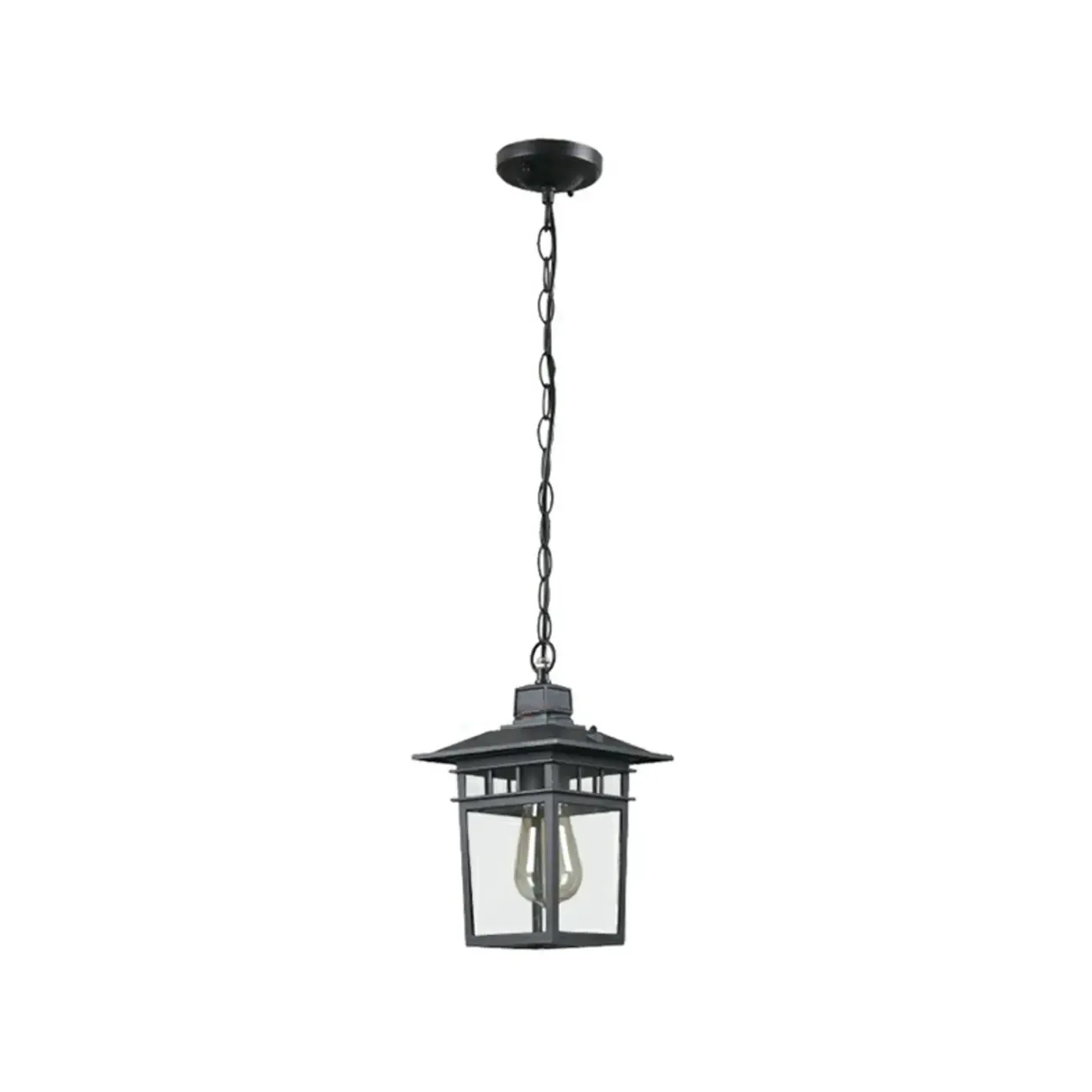 Industrial Black Metal Courtyard Pendant Lights in Adjustable