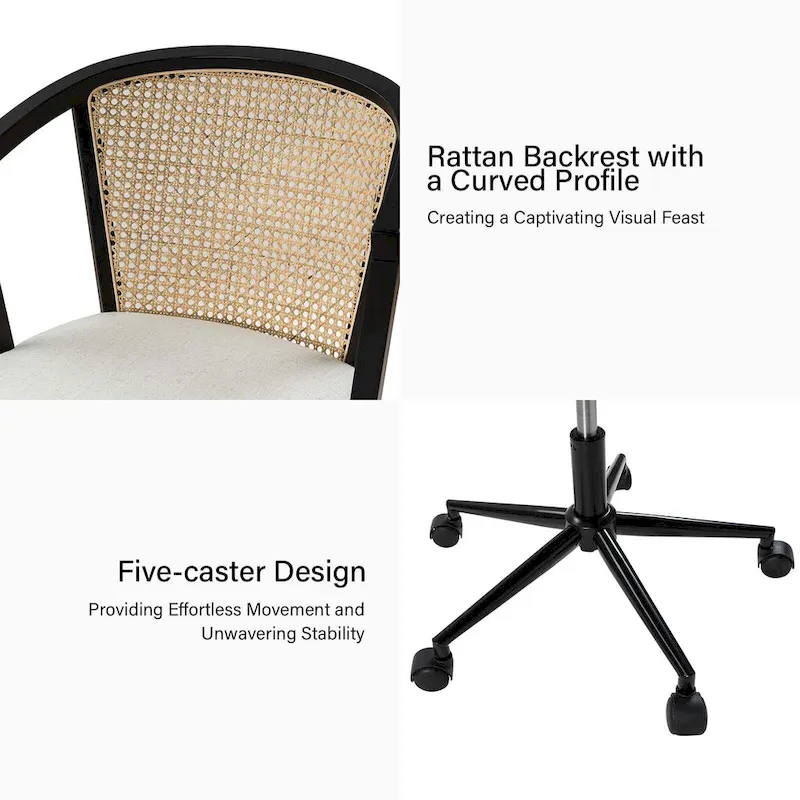 Modern Rattan Swivel Height Adjustment Office Chair